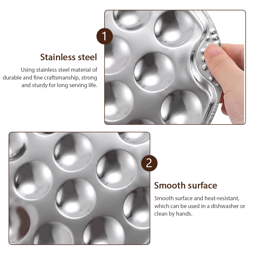

1 Set Stainless Steel Escargot Dish 12 Holes Snail Baking Plate Heat Resistant Home Restaurant Outdoor Bbq Use Dishwasher Safe