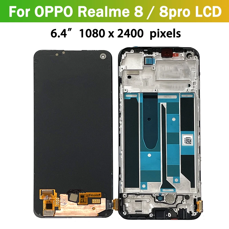 6.4 "super amoled para oppo realme 8 4g rmx3085 tela lcd + painel de toque digitador para realme8 pro 8pro tela lcd