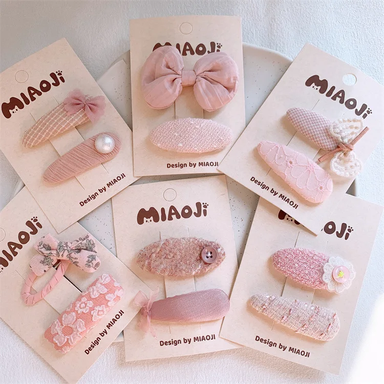 

2pcs/lot Baby Bow Hair Clip for Girls Pink Snap Clips Children Hairpins Hair Accessories Kids Side Clips Hair Holder Hairclips