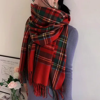 Women's Fashion Scottish Style Tartan Warm Scarf Plaid Soft ...
