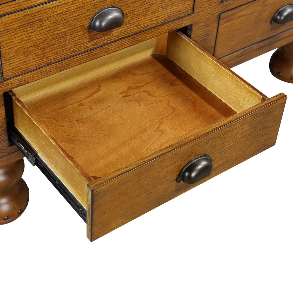 Couchtisch mit 4 Schubladen, rustikaler Mitteltisch mit dekorativen Nietenbeinen