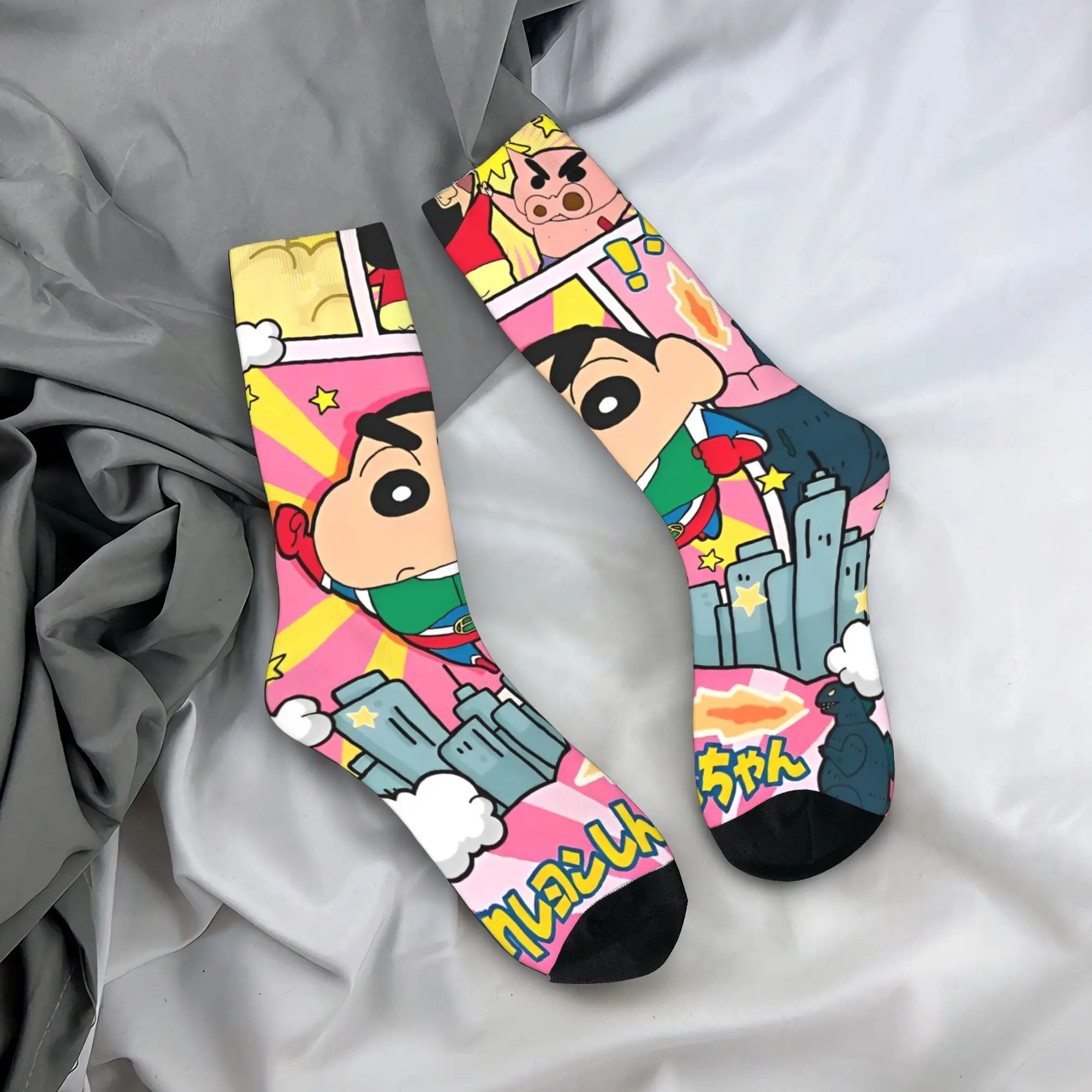 crayones Nohara Shinnosuke shins chans medias Kawaii calcetines pareja calidad calcetines otoño correr gráfico antideslizante calcetines regalo