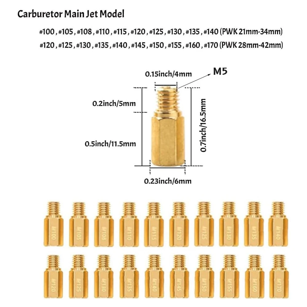 30Pcs Carburetor Main Jets and 10Pcs Slow Jets Pilot Jet Kit Fits for PWK Keihin OKO KOSO CVK