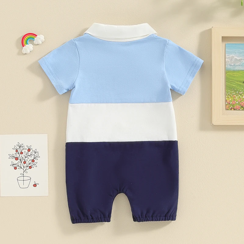 

Cute Baby Boy Clothes Color Block Romper Jumpsuit Bodysuit Infant Boys Summer Outfits