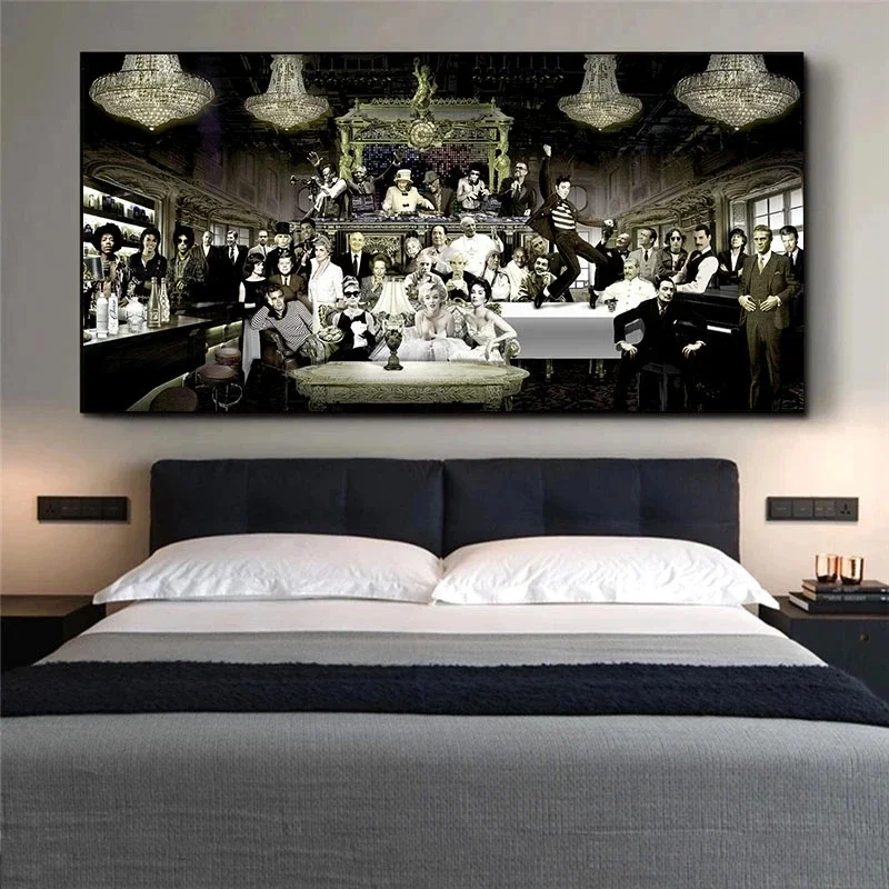 Frameless Canvas PaintingMovie Famous Actors Get Together Celebrate Wall Art Poster Canvas Painting Singer Star Figure Picture F