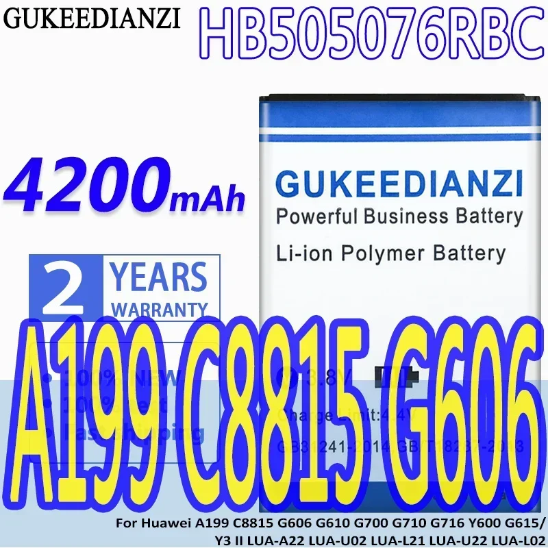 Battery HB505076RBC 4200mAh For Huawei A199 C8815 G606 G610 G700 G710 G716 Y600 G615/Y3 II LUA-A22 LUA-U02 LUA-L21 LUA-U22