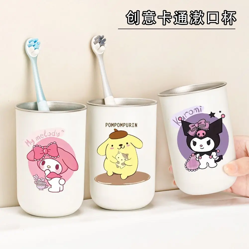 

New Cartoon Character Hello Kitty My Melody Home Cute Couple Kuromi High-looking Ins Wash 304 Stainless Steel Mouthwash Cup Gift
