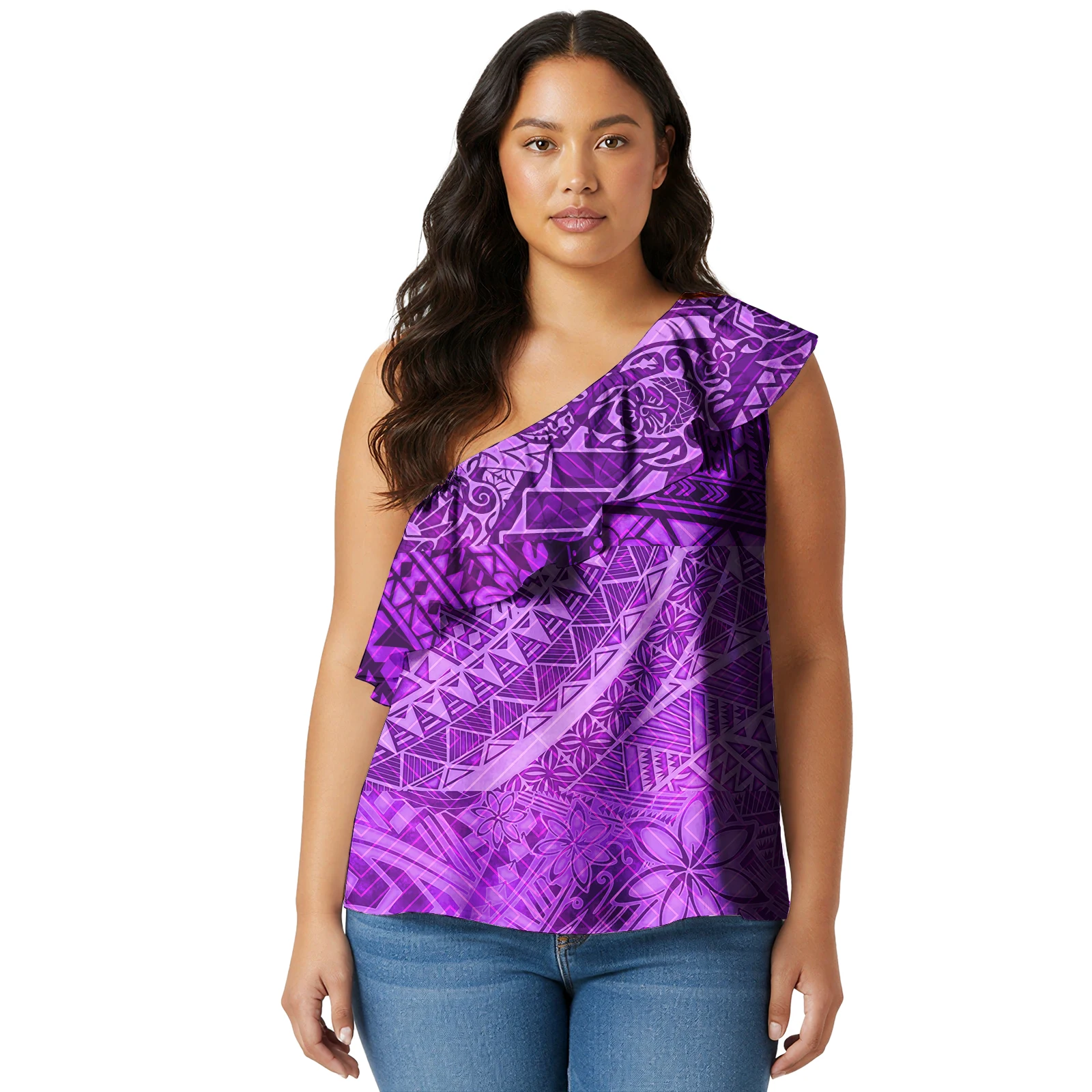 

Hawaiian Floral Blouses Polynesian Tribal Printing Vintage Women Top Custom Logo Fiji Tonga Female Beach Sexy Club Casual Top