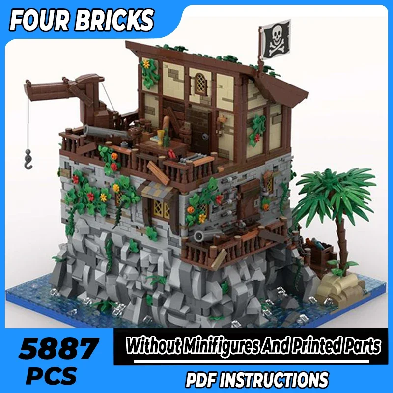 

Moc Building Bricks Fortress Model Pirate Skull Island Technology Modular Blocks Gifts Toys For Children DIY Sets Assembly
