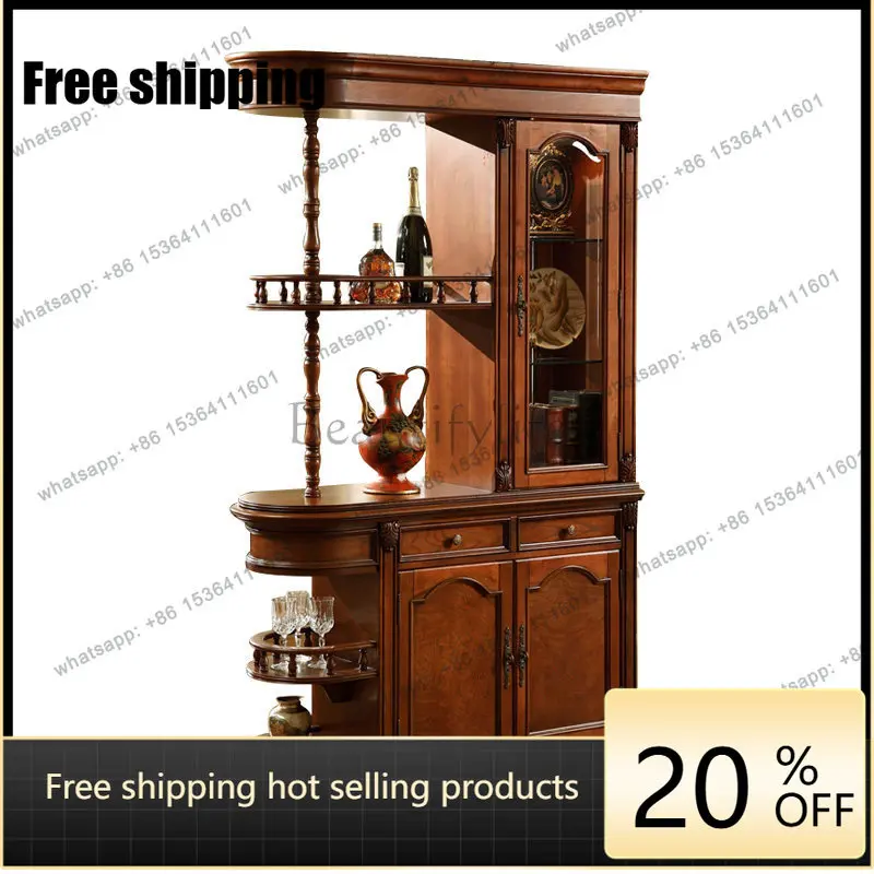 American entrance partition, European solid wood dining side wine cabinet living room screen double-sided
