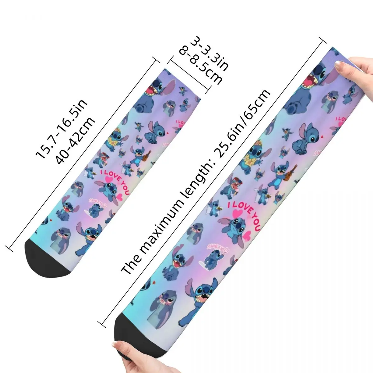 Winter Warm Colorful Women Men New Lilo And Stitch Socks Cartoon Non-slip Basketball Socks