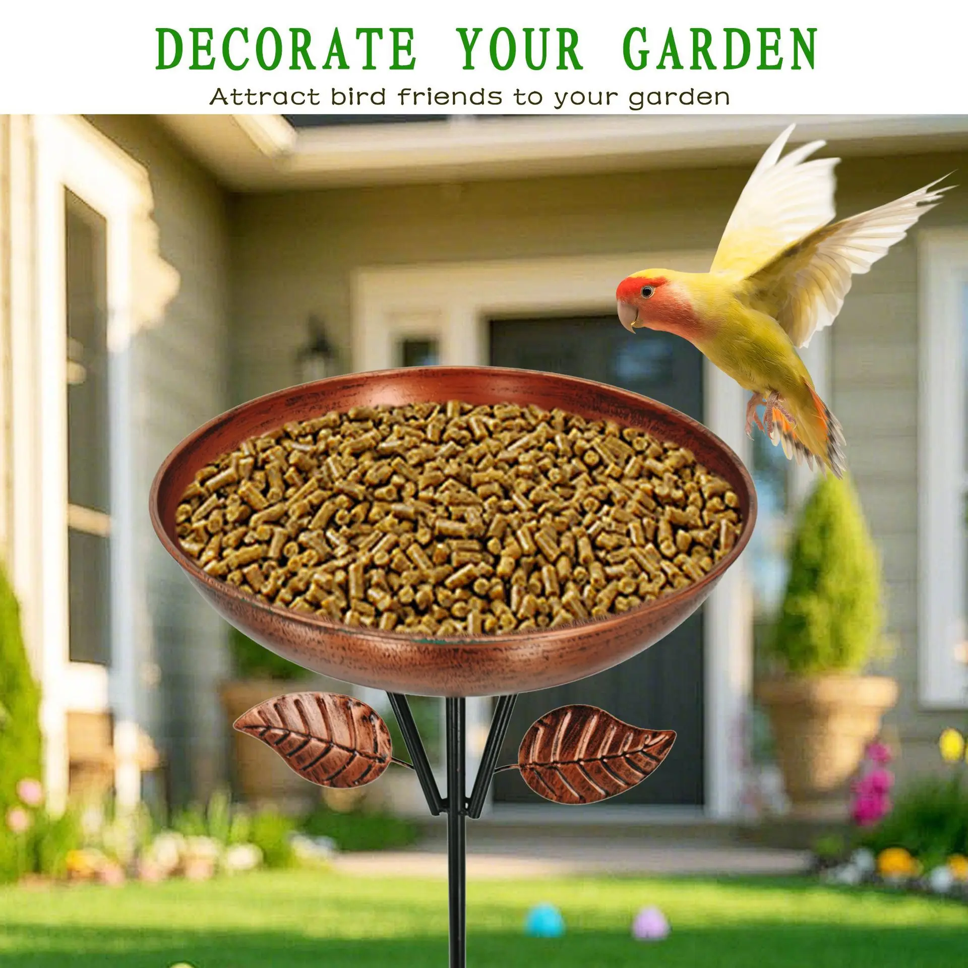 

Metal Bird Bath Feeder Detachable Cast Iron Decorative for Garden Patio Lawn Decoration Birdbath