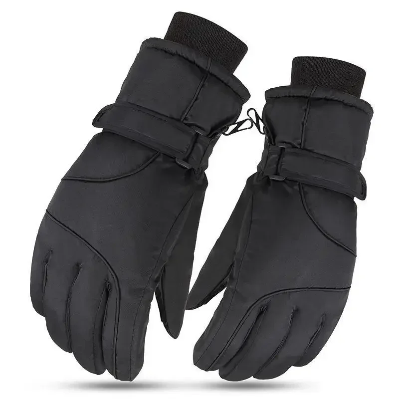 Winter Cotton Thick Velvet Windproof Cycling Motorcycle Gloves Anti-Slip Warm Waterproof Electric Touch Screen Ski Glove Women