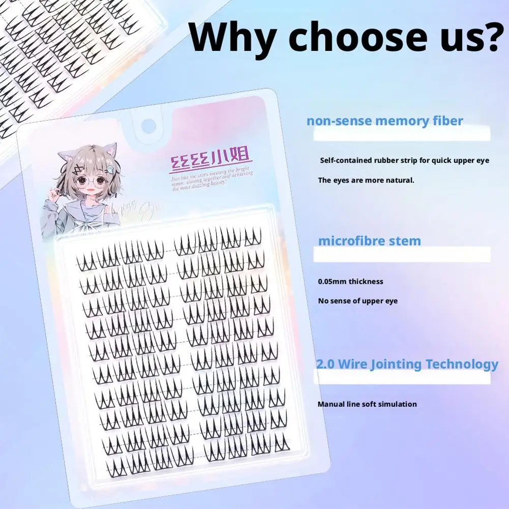 韓国スタイルの U 字型つけまつげ接着剤不要自然な薄いうっすらとしたまつげ女性のためのアイメイクコミックアイまつげ