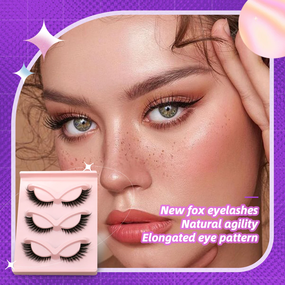 GROINNEYA Cat Eye Lashes Winged End Eye Elongated Eyelashes Natural Look Soft Cross Wispy Full Strip Lashes Eyelash Extension