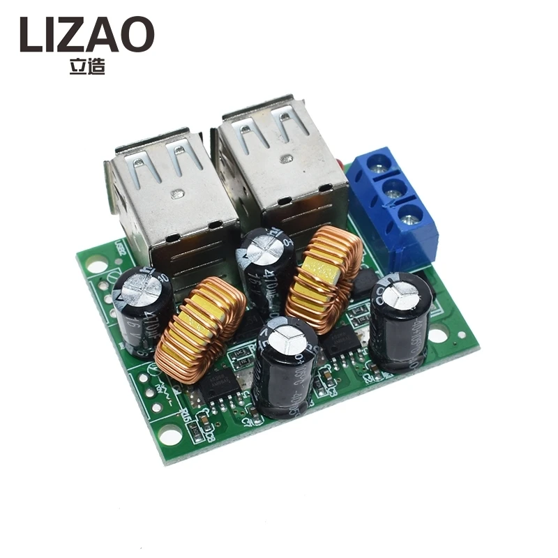 LIZAO 4-USB Port Step-down Power Supply Converter Board Module DC 12V 24V 40V to 5V 5A For MP3/MP4 Phone Car Equipment
