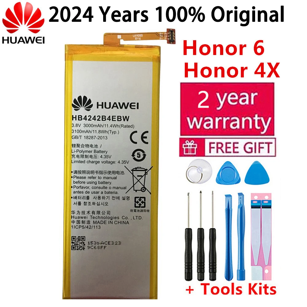 Hua Wei Replacement Phone Battery HB4242B4EBW For Huawei Honor 6 / Honor 4X / Honor 7i / Shot X ShotX 3000mAh+Free Tools