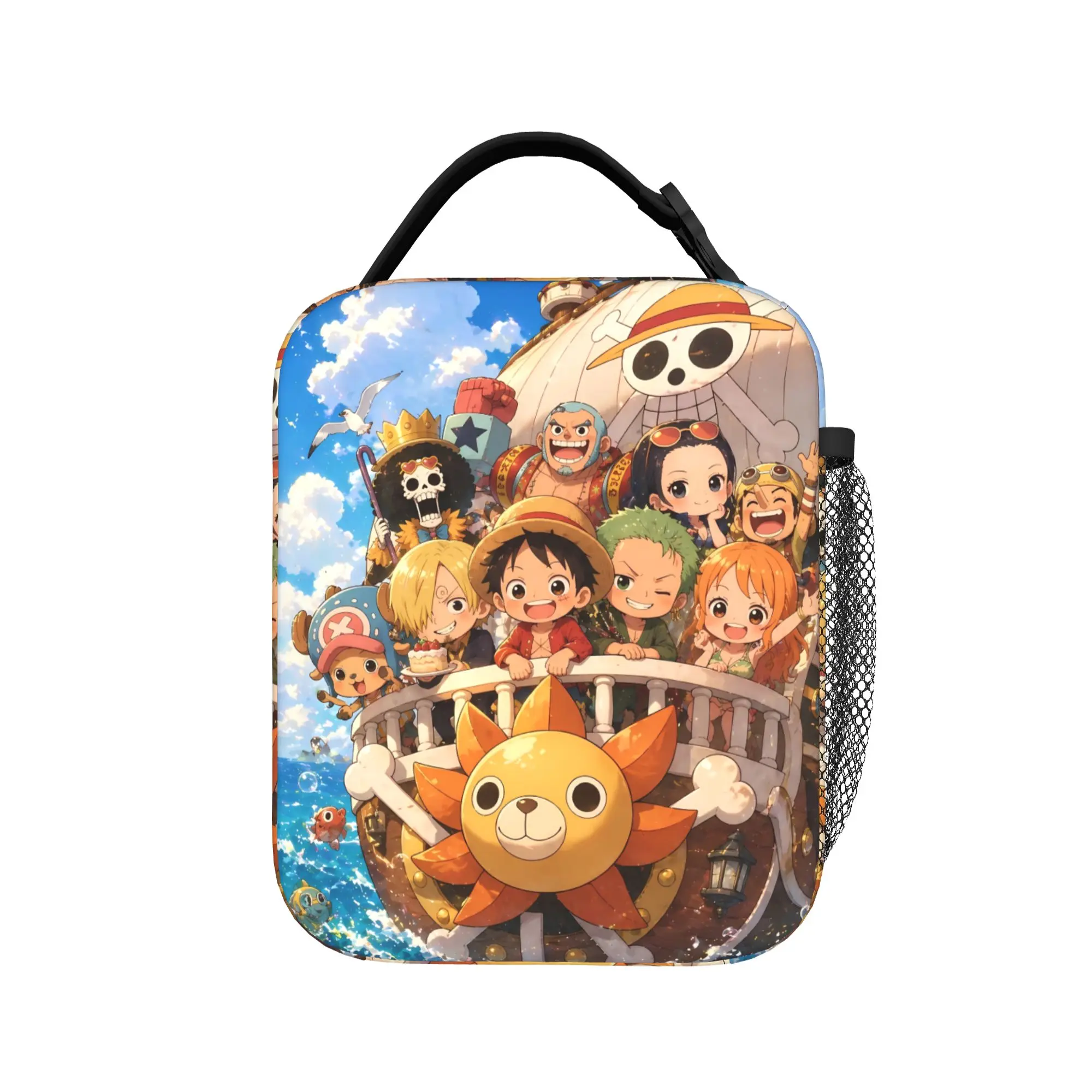 

Chibi Crew Thousand Sunny One Piece Lunch Bag For Child Outdoor Picnic Print Lunch Box Kawaii Oxford Thermal Tote Handbags