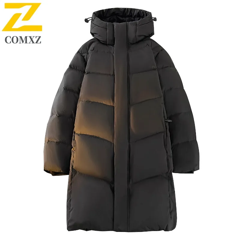 

COMXZ Classic Hooded Men Long Down Jacket Outdoor Camp Wind Resistant Warmth Parka Leisure Everyday Light Comfort Winter Jackets