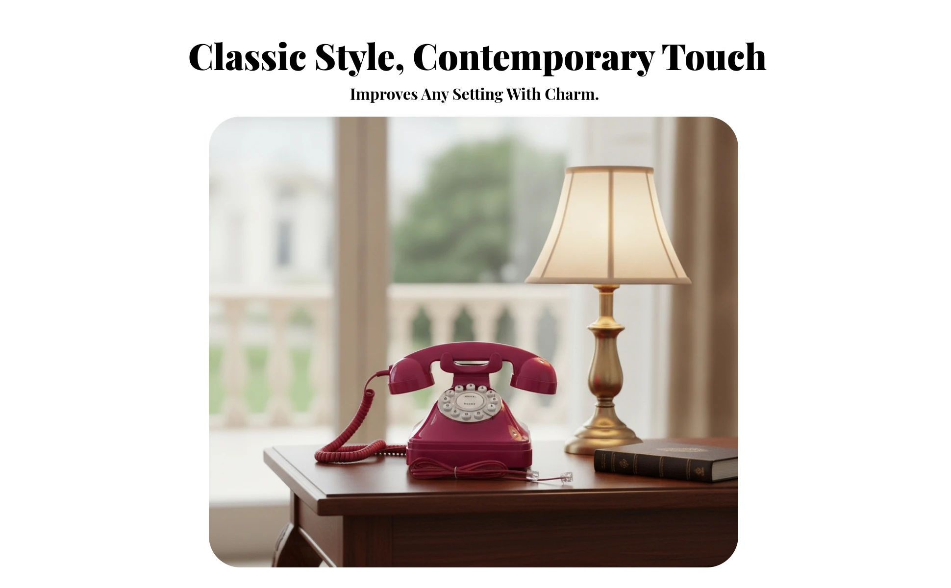 Rotary-Style Landline Phone Glossy Plastic Corded Desk Phone Rotary Dial Telephone Decorative House Decoration