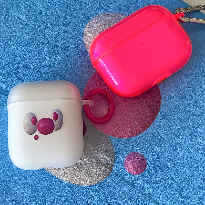 Cartoon Flower Cute Cartoon Frosted TPU Headset Box For Apple airpods 1 2 Pro 3 Case Bluetooth Earphone Case Cover Key Ring
