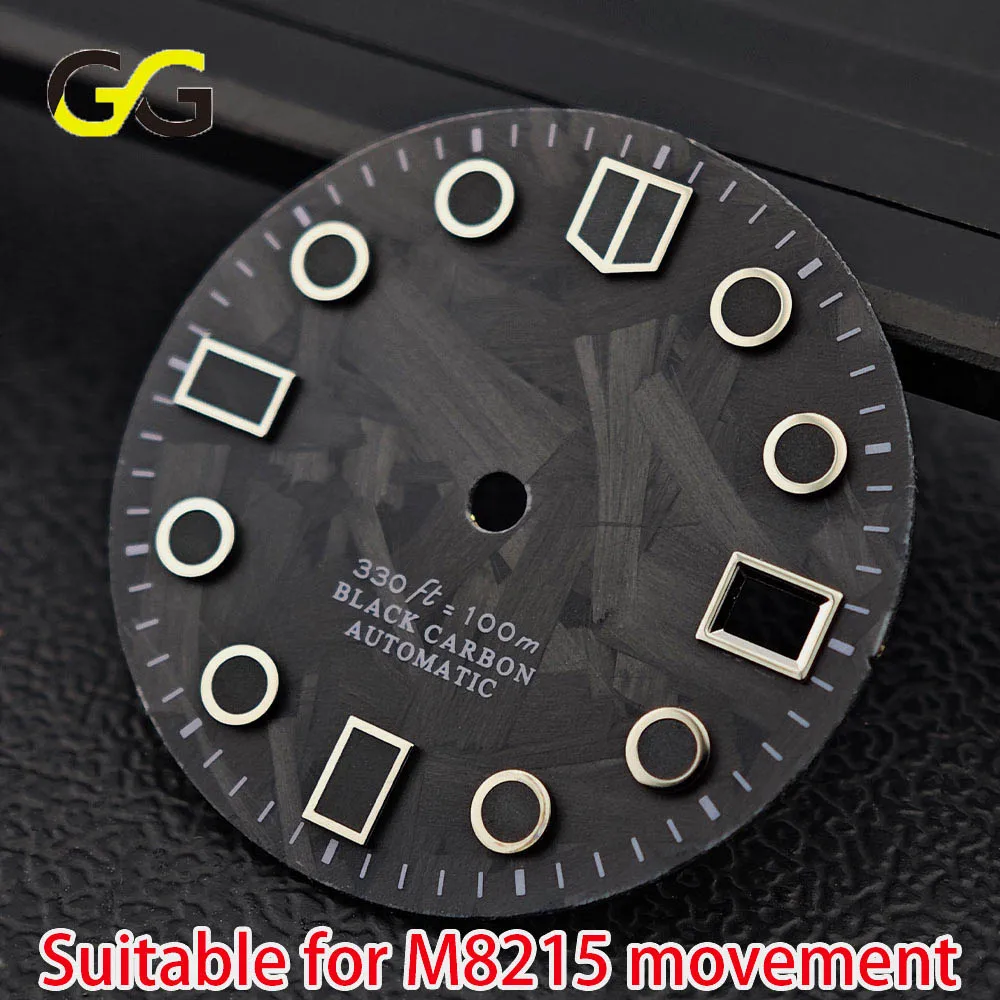 28.5mm Carbon Fiber Watch Dial Single Calendar C3 Green Luminous Black Dial Fit NH35 NH36 8215 2824 Movement Watch Accessories image 3