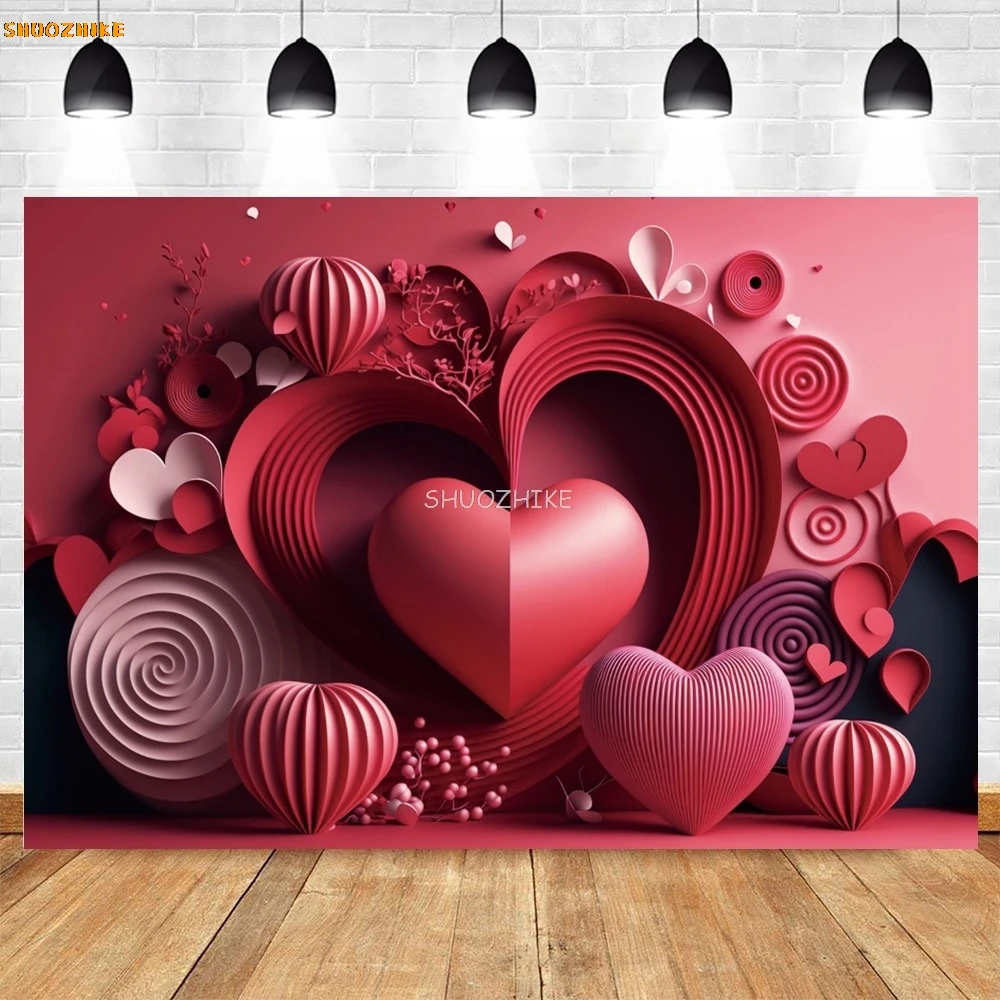 3d vermelho amor coração fotografia pano de fundo feliz dia dos namorados casamento festa de aniversário decoração chá de panela fundo estúdio foto