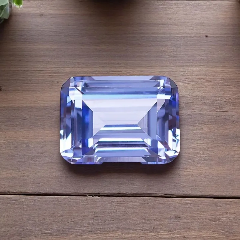 

Lab-Grown Cornflower Blue Emerald Cut VVS1 Sapphire Gemstone Charms-DIY Jewelry Materials with Selectable AGL Certification