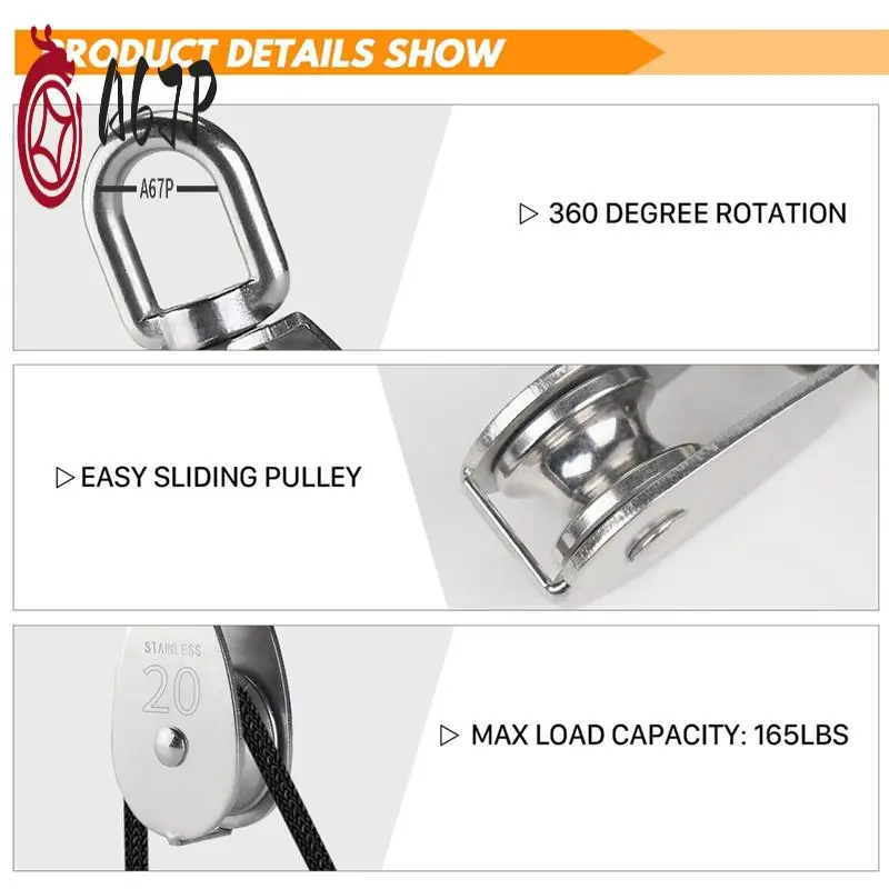 

A67P — комплект системы шкивов из нержавеющей стали — сверхмощное шкивное колесо, блок шкива с нейлоновой веревкой 4 мм, крючки, пластина (2 шт.)