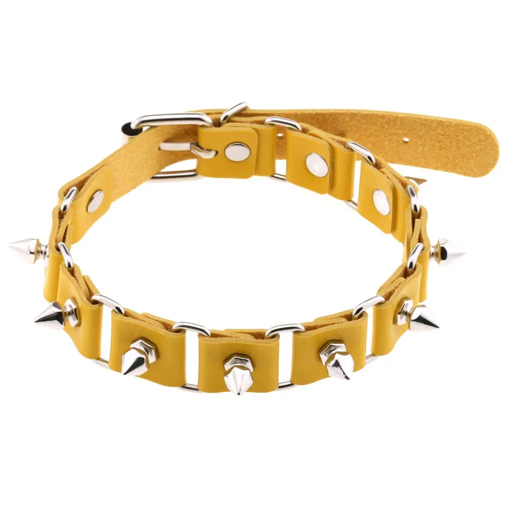 Punk Sex appeal Rock and roll Night club  Gothic Temperament Splice Individuality Choker Spike Rivet PU Leather collar