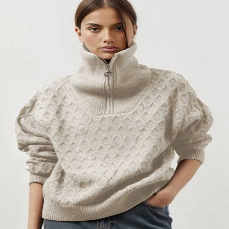 

Women'S Sweaters 2025 Fall Winter Quarter Zip Casual Diamond Knit Pullover