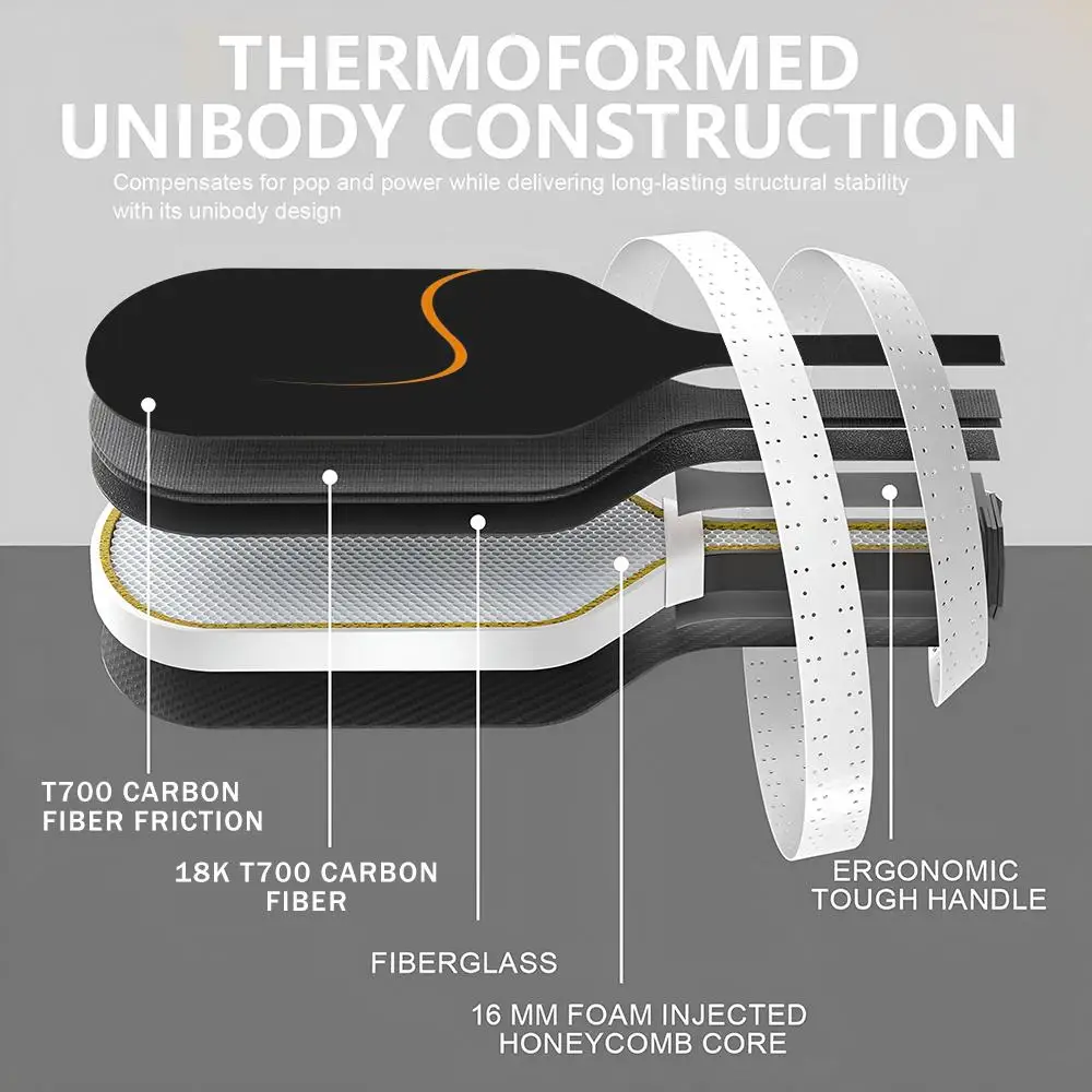 مجموعة مجداف كرة البيسبول الرياضية ذات التصميم البرتقالي المعتمدة من USAPA T700 من ألياف الكربون Unibody مع طاقة أساسية على شكل قرص العسل مقاس 16 مم #4
