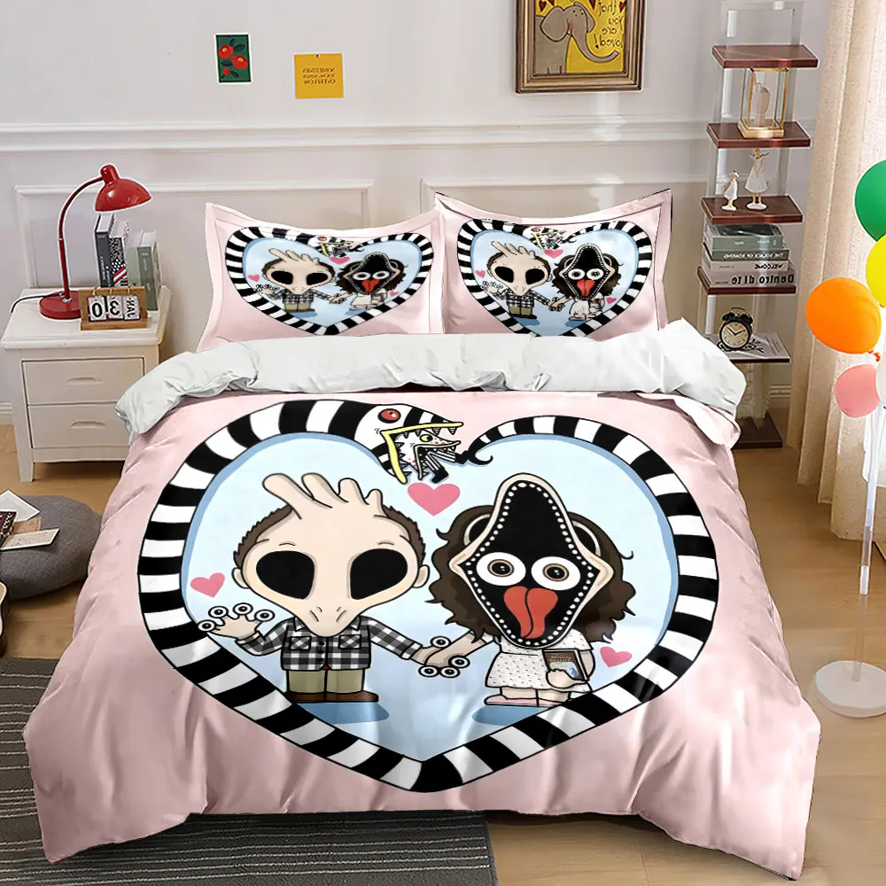 Odd couple in striped snake heart frame Printed Duvet Cover Set1 Duvet Cover+2 PillowcaseMulti Size Bedroom Bedding Decoration