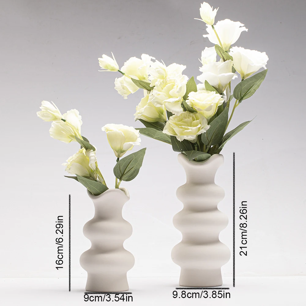 Modern Decorative White Ceramic Vases for Home Decor, Abstract Minimalist Vase for Pampas Grass, Boho Flower Vase, Aesthetic Cre