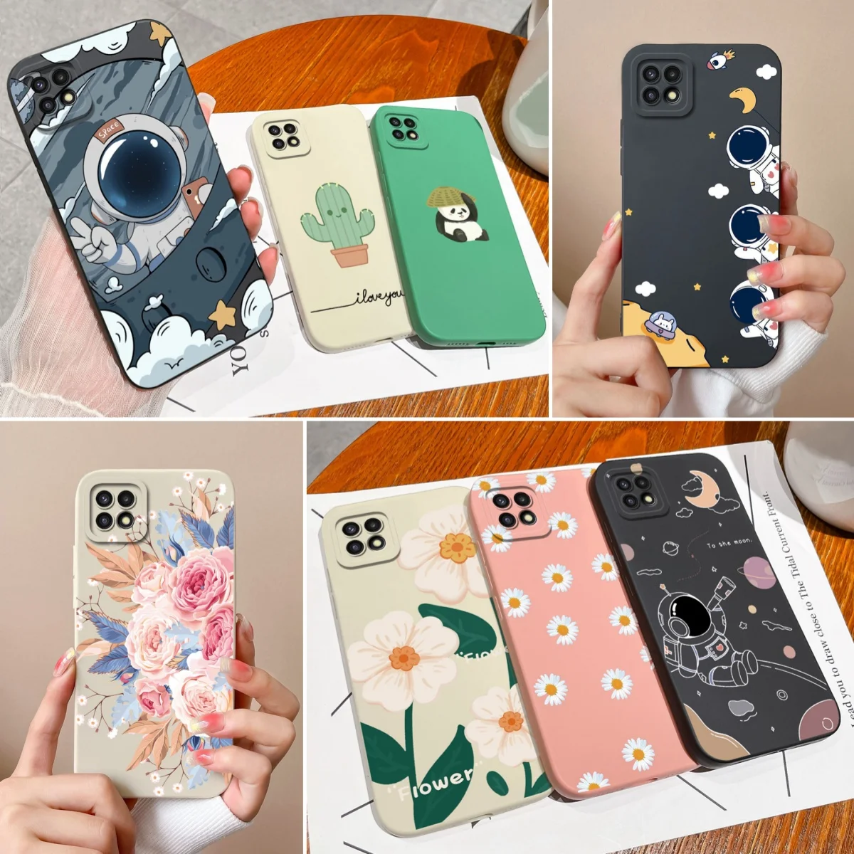 Cases For Samsung A22 5G 4G A22S Cute Soft Liquid Silicone Camera Protector Back Cover For Galaxy A22 A 22 A 22S Coque Bumper