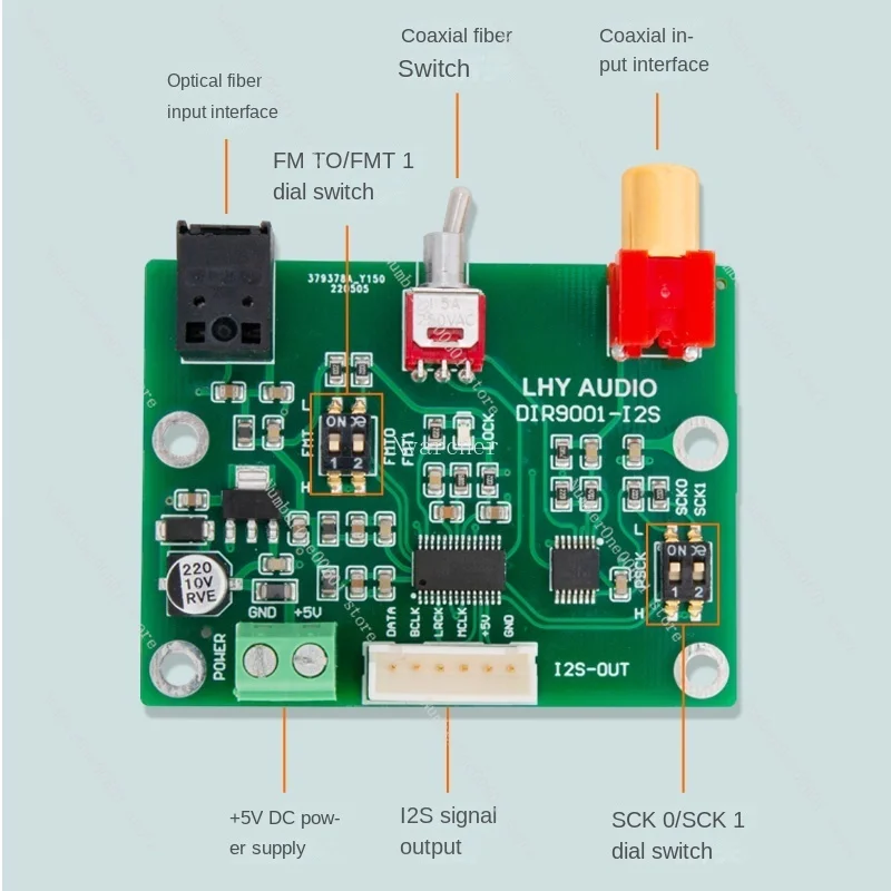 Audio For DIR9001 module coaxial fiber receiving SPDIF to I2S output 24bit 96khz