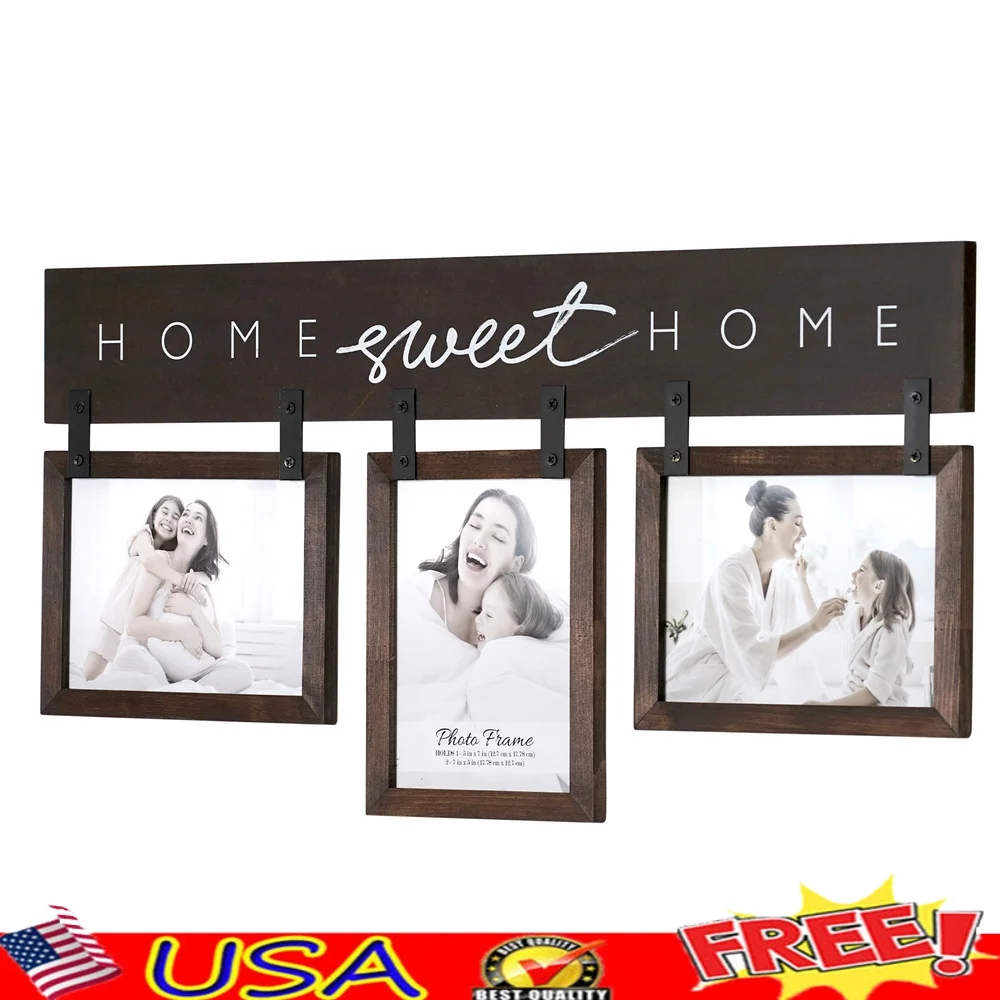 

Деревянная фоторамка для дома Sweet Home, коллаж вмещает 1, 5x7 и 2, 7x5, прочный настенный декор для гостиной, спальни