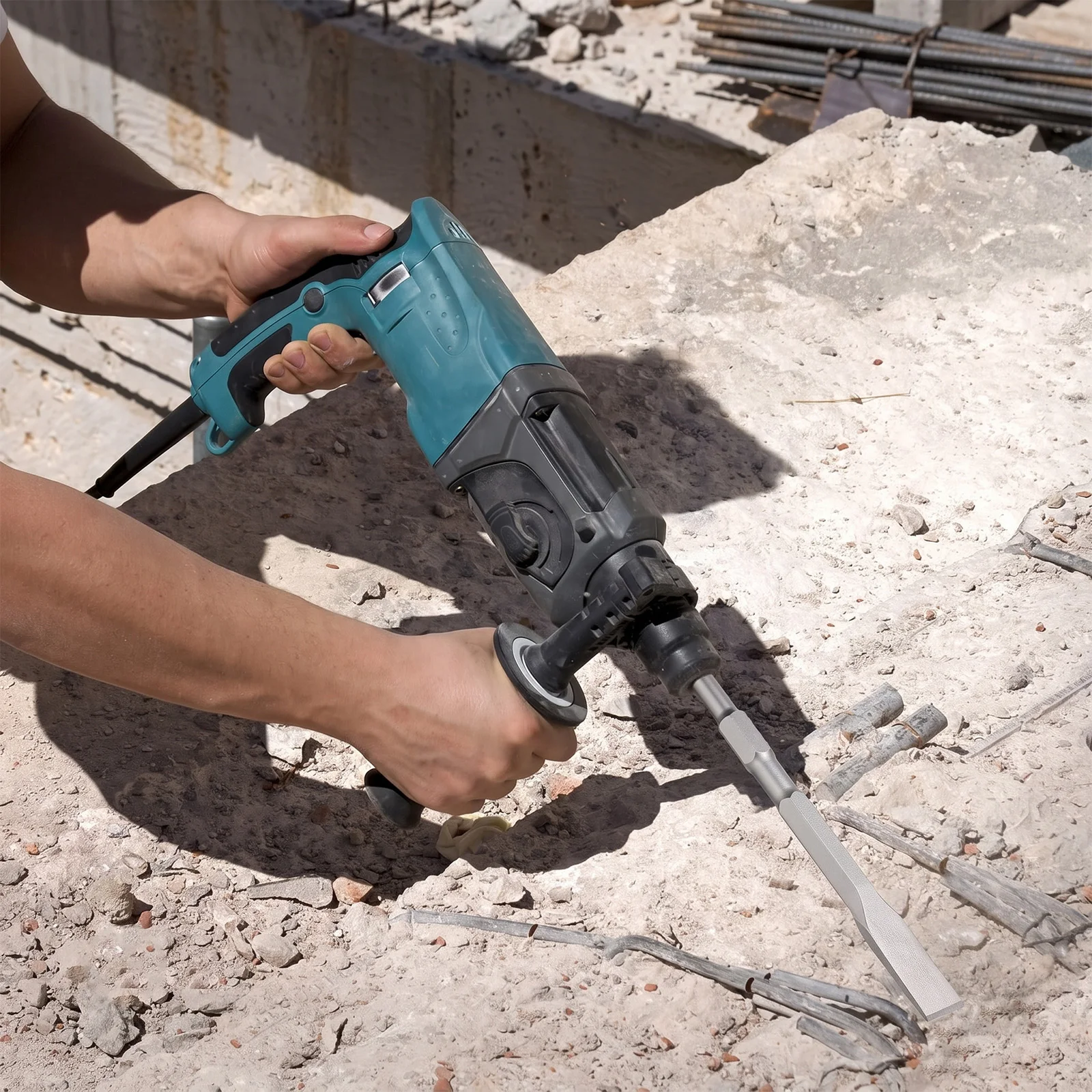 17mm Hex Shank Flat Chisel, 250mm Steel Demolition Hammer Bit with 22mm Blade for Tile, Concrete and Mortar Removal, Easy to Use