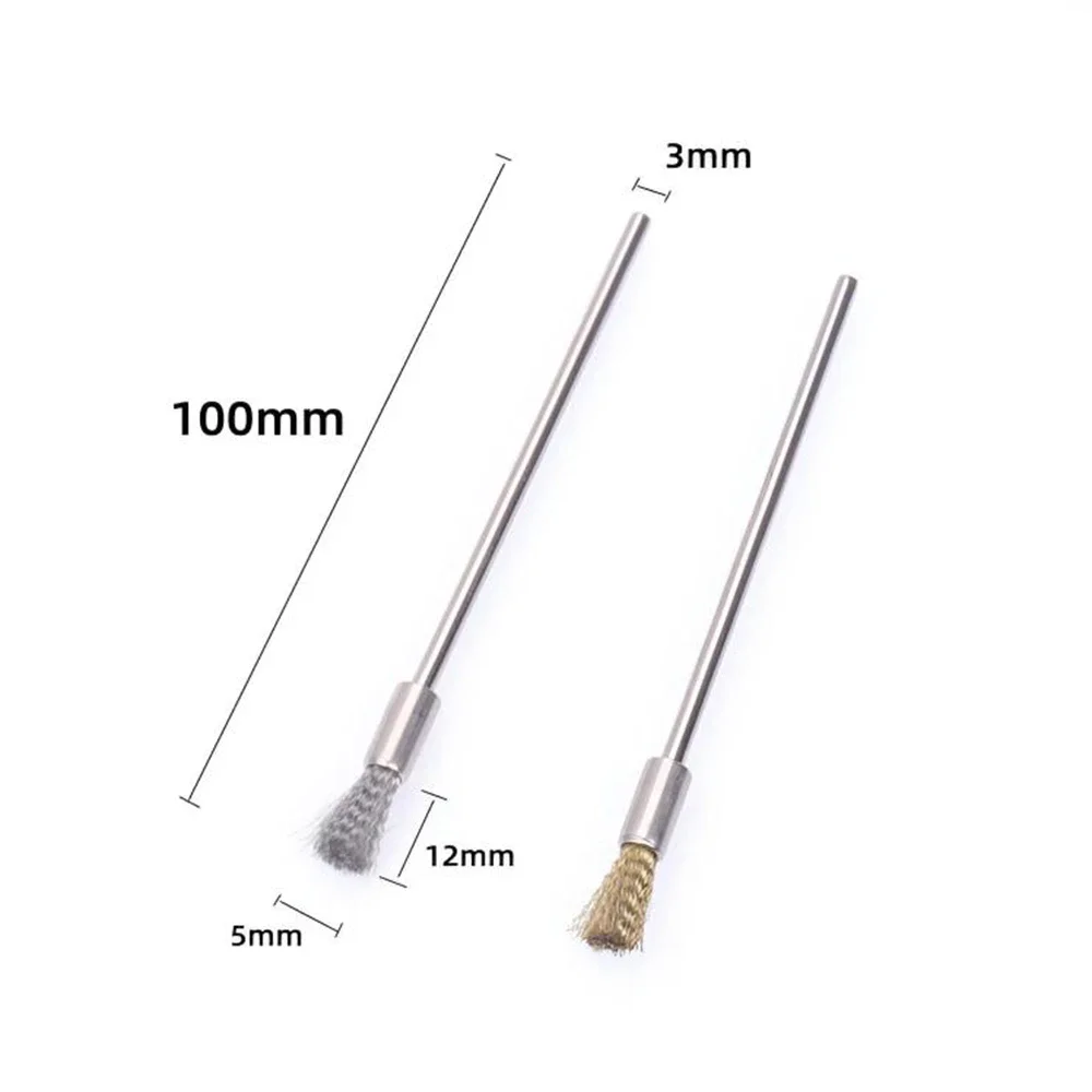 2/3PCS Stainless Steel Brush Wire Brass Horsehair Extension Rod Scratch Brushes for Drill Power Rotary Tool