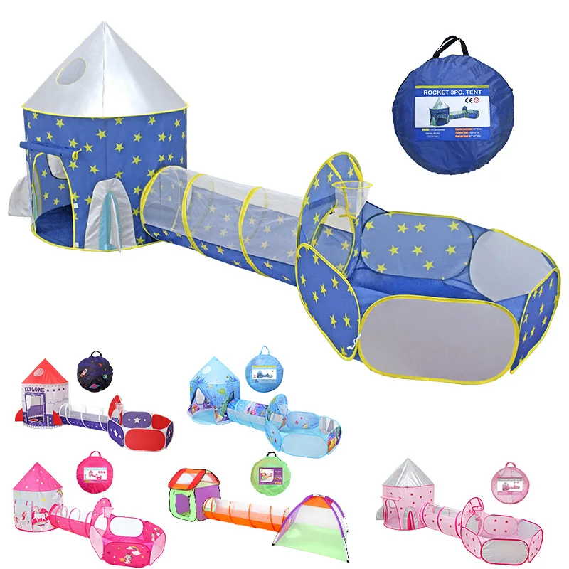 Baby Indoor Ocean Balls Dry Pool Children Space Capsule Toy Tents Tunnel  Toddler Playground Park Foldable Play Playpen 3 In 1