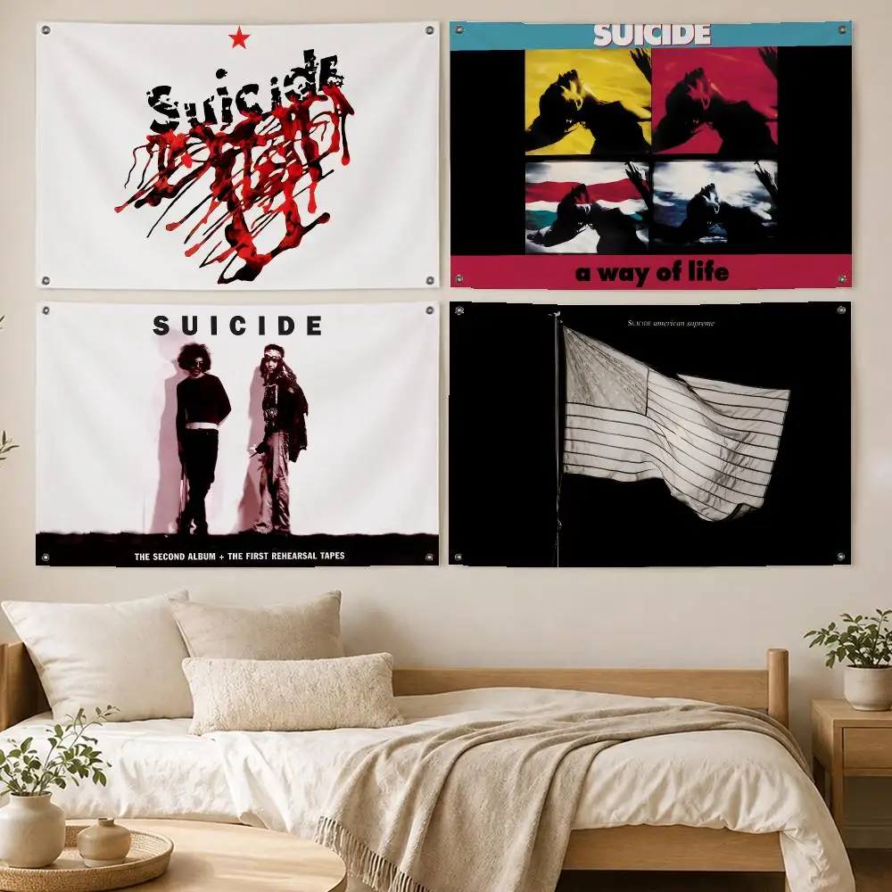 Punk Band Suicide Flags Room Bedroom Home Outdoor Wall Hanging Concert Printed Background Decoration Art Banne