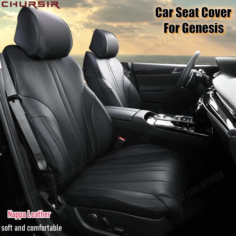 

Car Seat Cover For Hyundai Genesis G80 Full Surround Customized Cushion Nappa Leather Patterned PVC Leather Interior Accessories