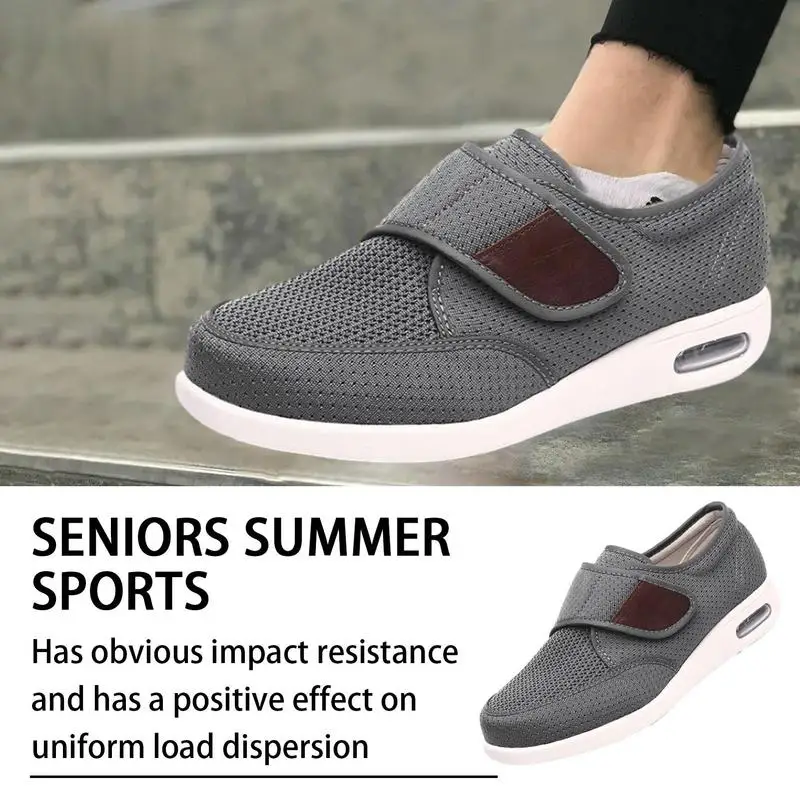 Diabetic Shoes for Men Wide Width Orthopedic Slip-on Shoes Adjustable Closure Walking Sneakers for Elderly Swollen Feet