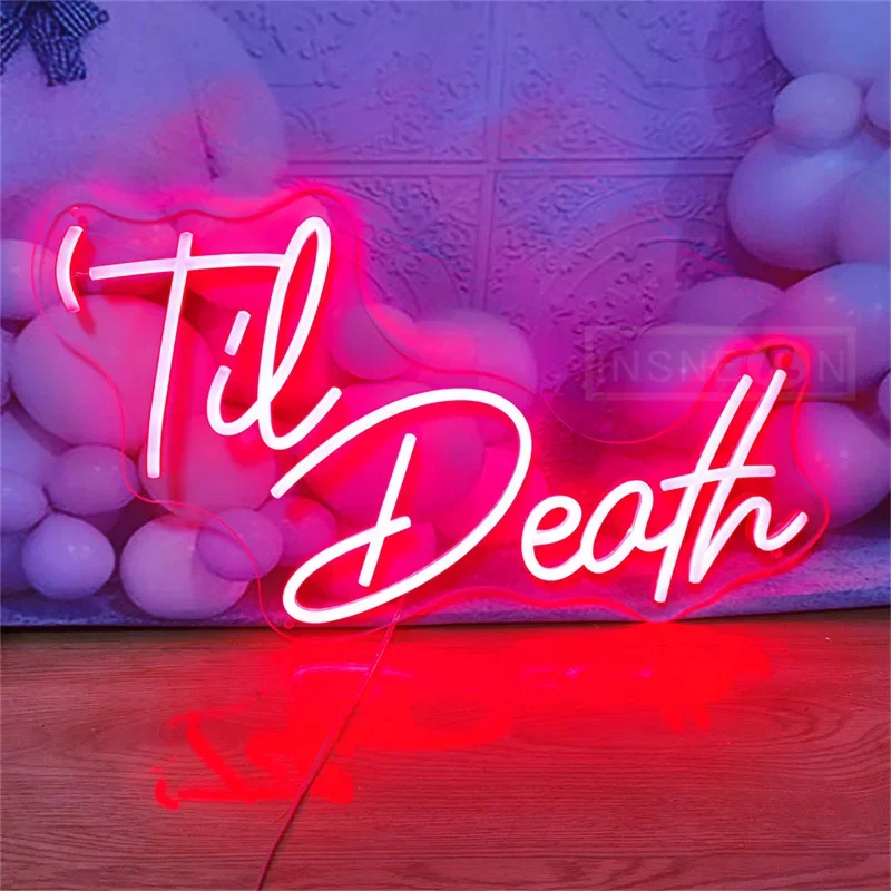 Neon Sign Til Death For Wedding Decor 'Til Death LED Signs For Bedroom Engagement Party Wedding Reception Romantic Wedding Gifts