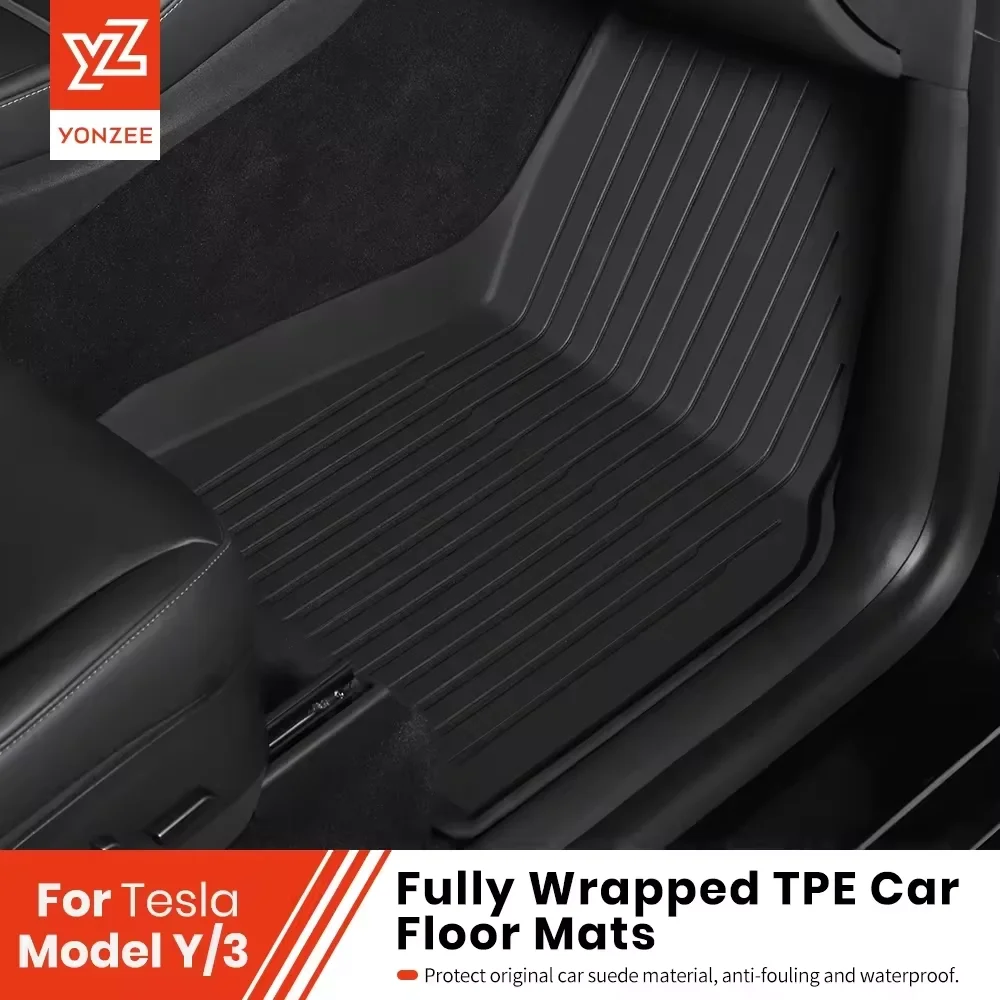 Tesla Model 3/Y 용 YZ 트렁크 매트 Highland Juniper 바닥 매트 2021-2025 수하물 매트 TPE 방수 미끄럼 방지 세트 바닥 라이너 매트