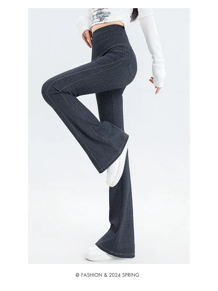 SEEKSUC Women's Slim-fit Pants High-waisted Belly Lift micro-flared Scrunch Butt Tummy Control Breathable Casual Yoga Gym Pants