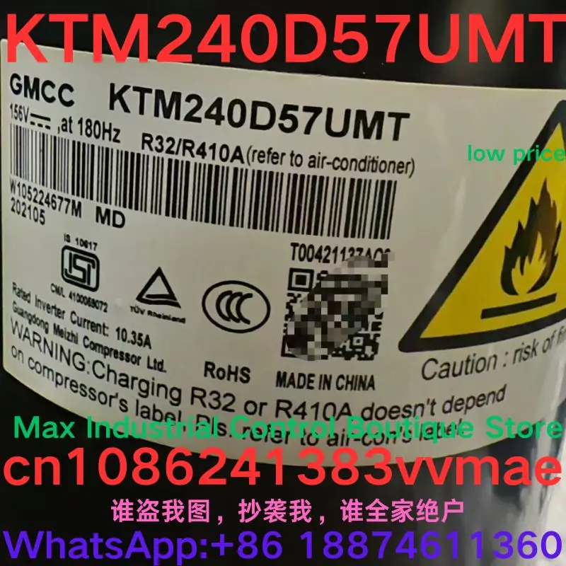 Brand new   KTM240D57UMT    Midea variable frequency air conditioning compressor, model    Supports R32/R410A refrigerants,