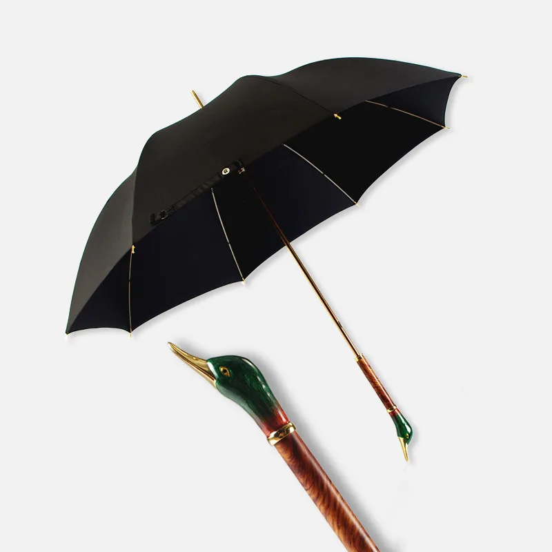 Gold-plated Duck Umbrella Animal Head Creative Sunny Umbrella Men and Women Retro British Long Handle Umbrella Business