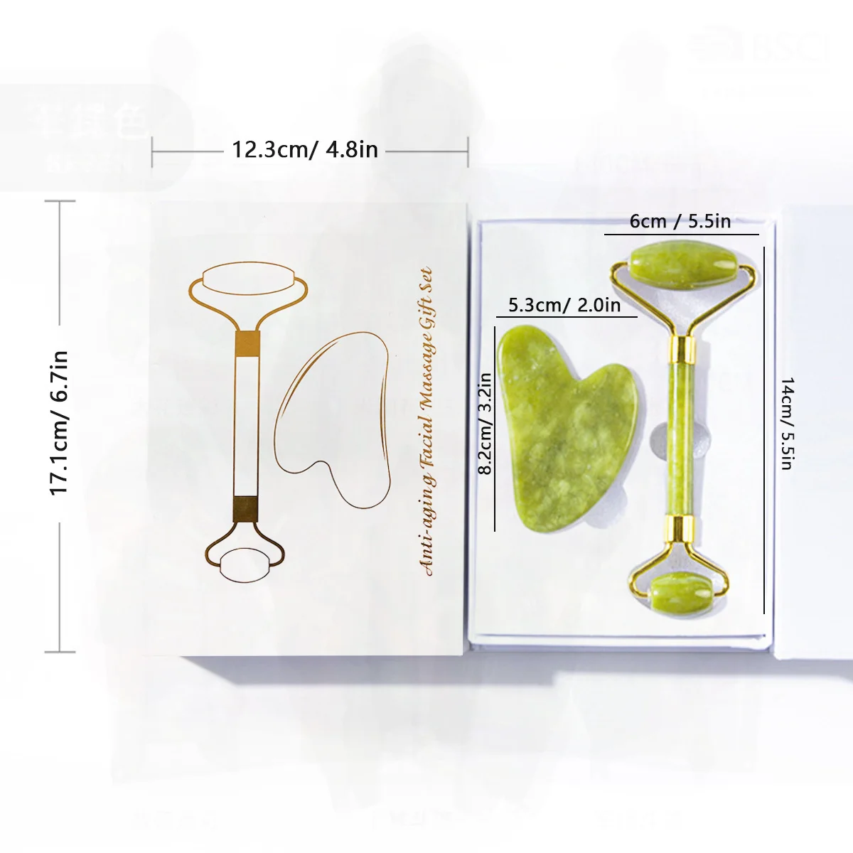 أدوات تدليك الوجه والرقبة ذات العرض المباشر، أسطوانة تدليك اليشم ولوحة غوا شا للوجه - أداة تجميل متعددة الوظائف رقم #6