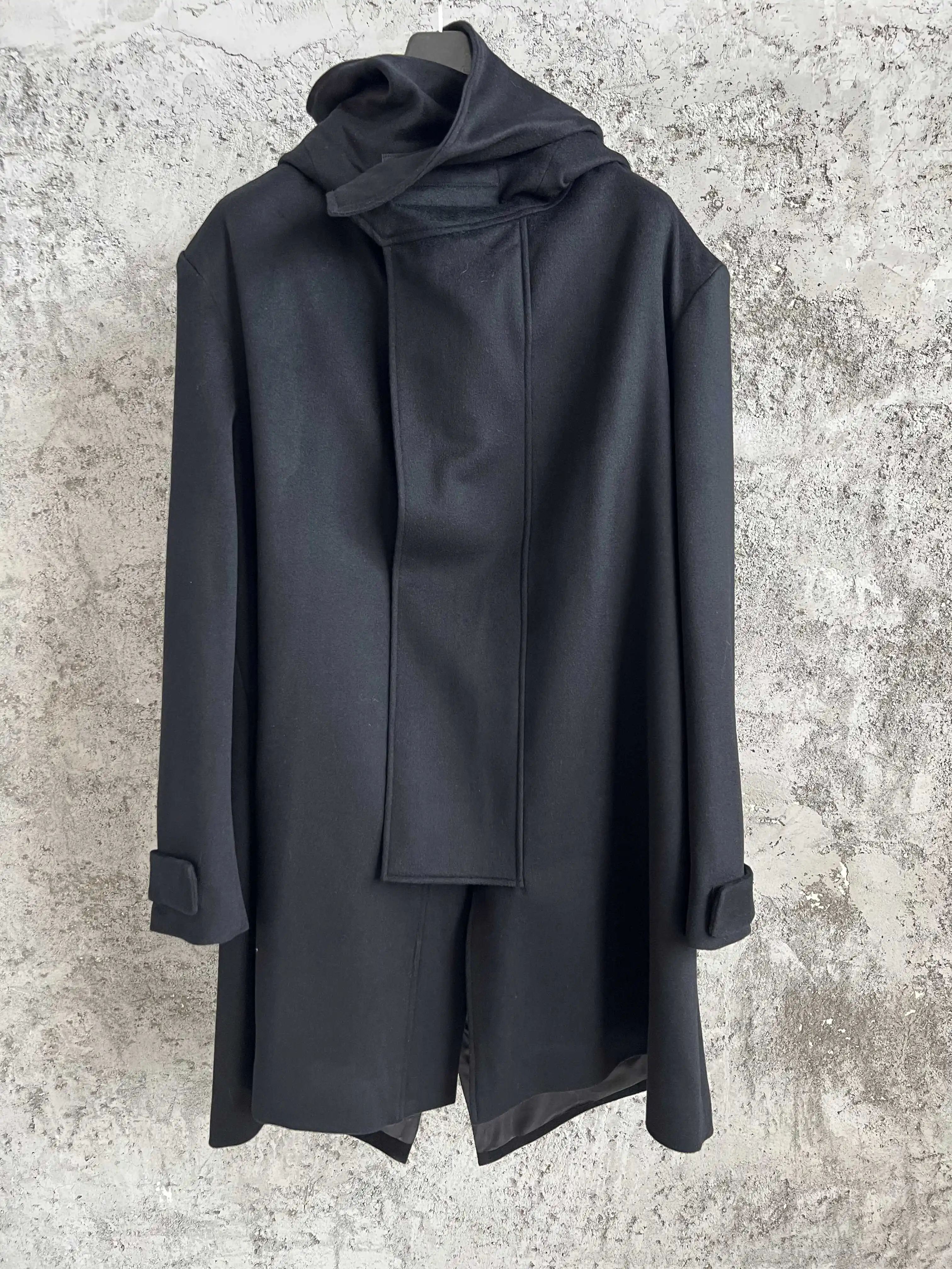 سترة بغطاء للرأس يابانية بلون سادة من TOP-YAMAMOTO، سترة فضفاضة للرجال بسحاب، سترة قصيرة بسيطة وغير رسمية #1